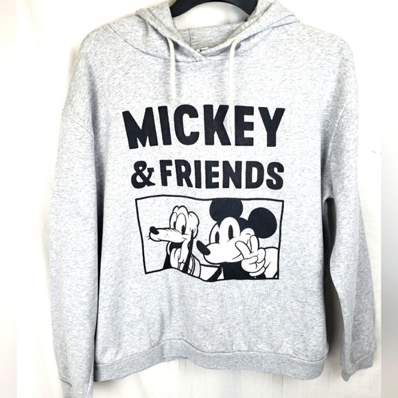 Disney's Mickey & Friends Gray Hooded Sweatshirt Sz L - Picture 1 of 8